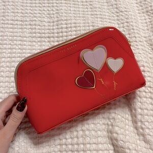 Ted Baker red patent leather heart makeup bag